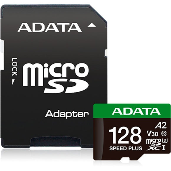 ADATA Speed Plus microSDXC UHS-I U3 A2 V30 Card with Adapter 128GB - Jacobs Digital