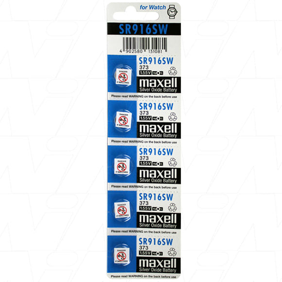 Maxell 373 / 372 SR916SW Watch Battery 5PK - Jacobs Digital