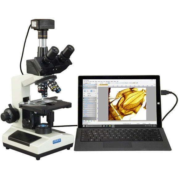 Omax 40x-2500x Trinocular Compound Microscope w/ LED Illumination + 18MP USB 3.0 Camera - Jacobs Digital