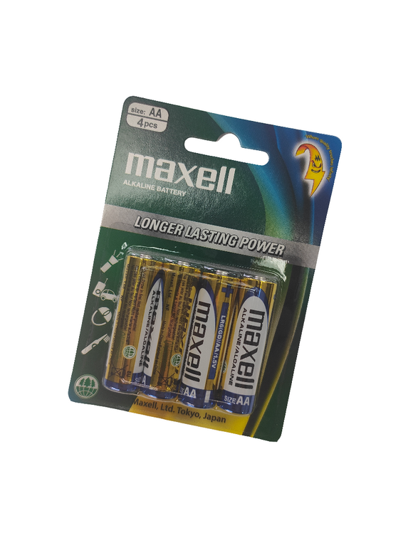 Maxell Alkaline Battery AA 4 Pack Blister