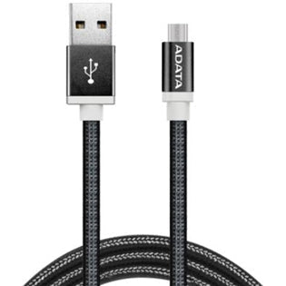 ADATA USB Type A to Micro USB Braided Connection Cable - 1m Black - Jacobs Digital