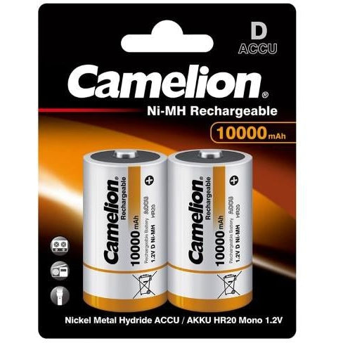 Camelion Rechargeable 10000mah D 2pk Batteries - Jacobs Digital