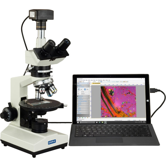 Omax 40-600x Polarizing Compound Microscope w/ 10mp Camera - Jacobs Digital