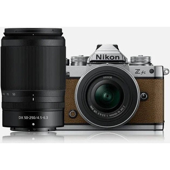 Nikon Z Fc Walnut Brown 16-50mm Vr Silver + 50-250mm Mirrorless Camera - Jacobs Digital