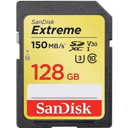 Sandisk Extreme Sdxc 128gb Up To 150mb/s Sd Card Class 10 U3 V30 Data Storage - Jacobs Digital