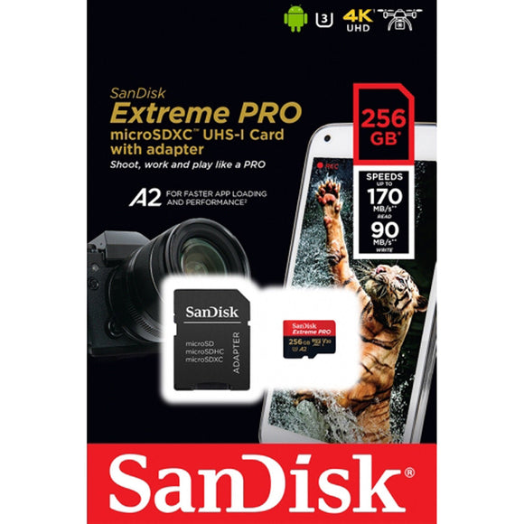 Sandisk Extreme Pro Micro Sdhc 256gb Up To 170mb/s Class 10 A2 V30 Data Storage - Jacobs Digital